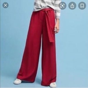 Maeve red linen wide leg pants 14